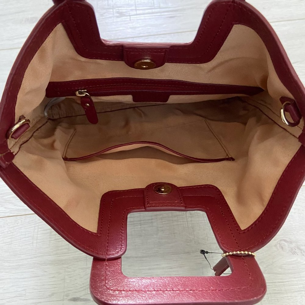 🌺SOLD🌺 TMRW Studio x Anthro | Mahogany Foldover Leather Clutch Crossbody Bag - Picture 9 of 9